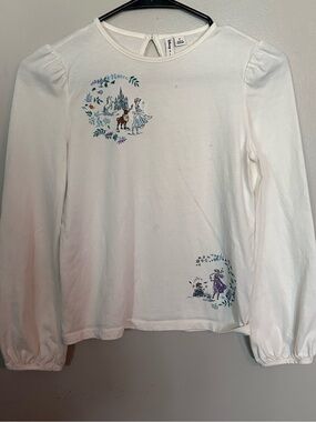 5 for $20! Girls' White Long-Sleeve Graphic Tee - Frozen Motif